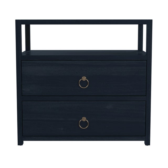 Lark 2 Drawer Wide Nightstand, Navy Blue For Sale In Chicago - Image 6 of 6