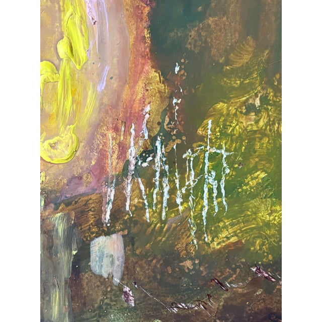 Wood Mid-Century Modern Floral Abstract Acrylic on Board For Sale - Image 7 of 18