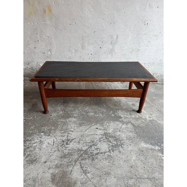 Vintage Oak Coffee Table with Slate Top For Sale - Image 10 of 10