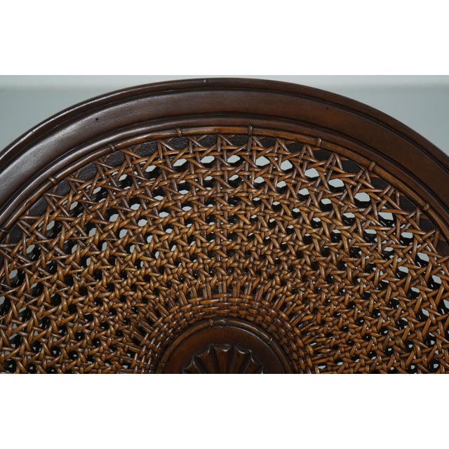 1990s Vintage French Carved Cane Back Swivel Leather Desk Chair For Sale - Image 5 of 18