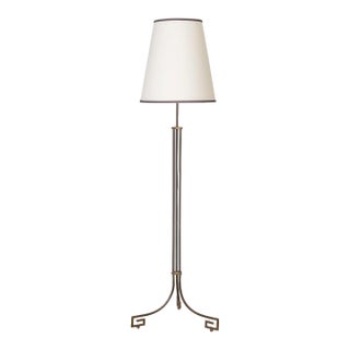 1930s French Art Deco Metal and Brass Floor Lamp For Sale