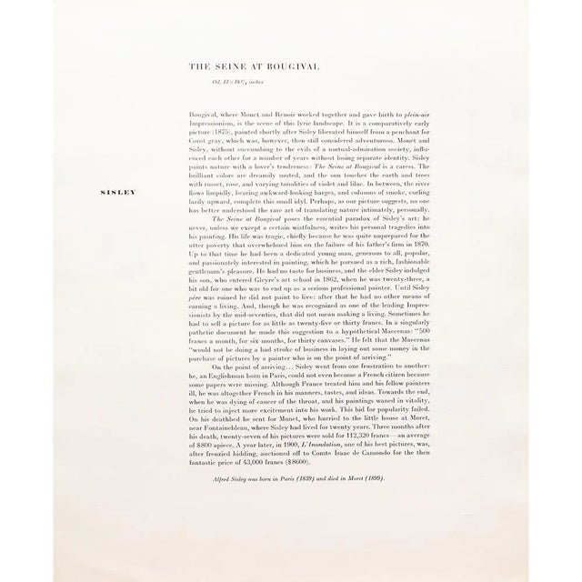 1950s 1950s After Alfred Sisley "The Seine at Bougival", First Edition Swiss Full-Color Print For Sale - Image 5 of 9