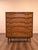 Gorgeous mid century modern highboy by Broyhill Lenoir. Features stunning walnut veneers with burled wood accents, 4...