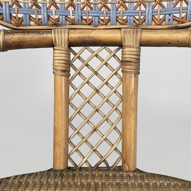 Art Nouveau Italian Chairs in Rattan and Light Blue Rattan, 1900s, Set of 2 For Sale - Image 6 of 18