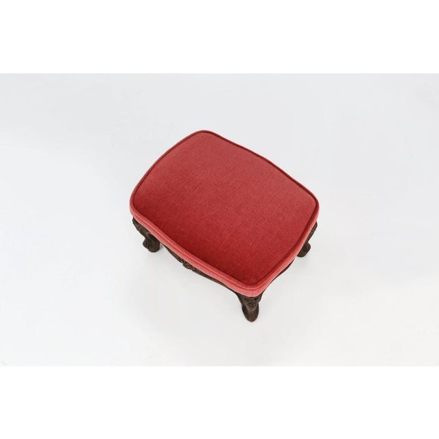 Belgium / 1950 / footstool / wood, velvet / vintage / Baroque / Louis XV Baroque foot stool in carved wood, beautifully...