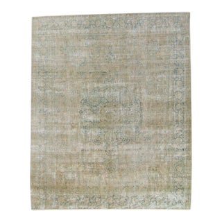 1920s Medallion Sage Blue Hand Knotted Rug - 8’4” X 10' For Sale