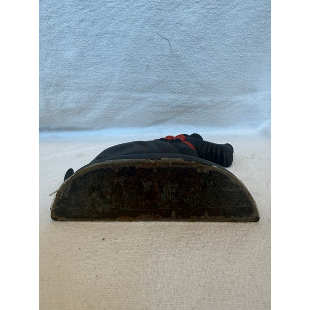 1940s Cast Iron Scottie Door Stop With a Christmas Red Bow For Sale - Image 10 of 10