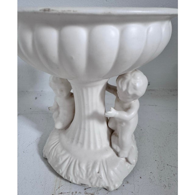 Vintage White Dual Cherub Pedestal Bowl For Sale - Image 10 of 12