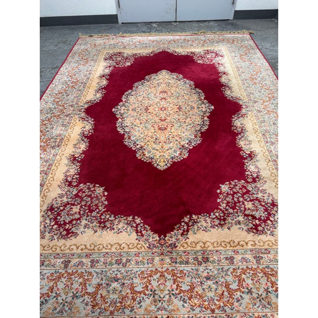 8 Ft 7 in × 12 Ft 3 in Karastan Red Medallion Kirman Area Rug, Vintage For Sale - Image 4 of 12