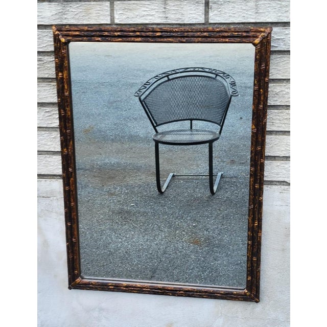 English English 1920s Bamboo Gilded Wall Mirror Black& Gold For Sale - Image 3 of 11