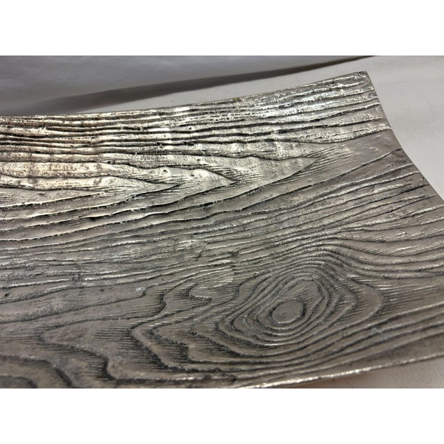 Vintage Z. Gallerie Faux Bois Metal Footed Platter For Sale In West Palm - Image 6 of 12