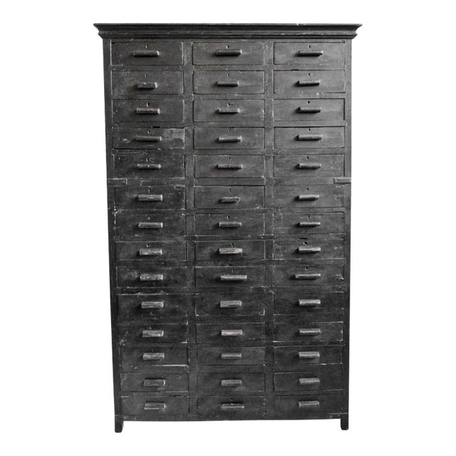 Antique Black Drawer Shop Cabinet For Sale