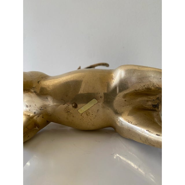 Vintage Regency Brass Deer Statues a Pair For Sale - Image 9 of 9