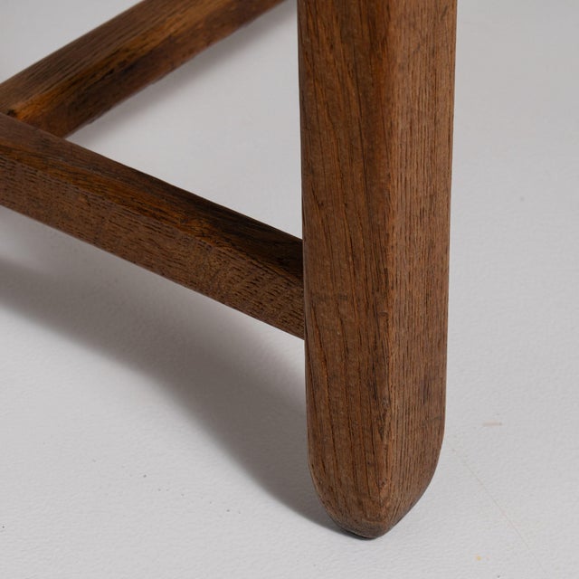 Set of five ladder-back chairs in Weathered Honey Oak. Its weathered honey oak finish sets off woven rush seats, simple...