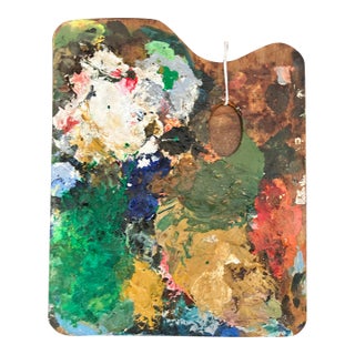 Vintage Wood Painters Palette For Sale