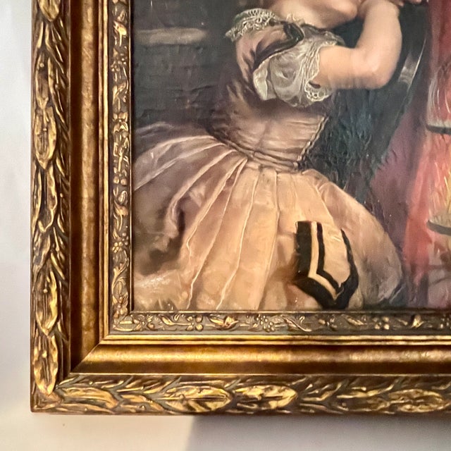 Late 19th Century Philipp Hoyall Oil Over-Painted Chromolithograph, Our Pet Polly For Sale - Image 5 of 12