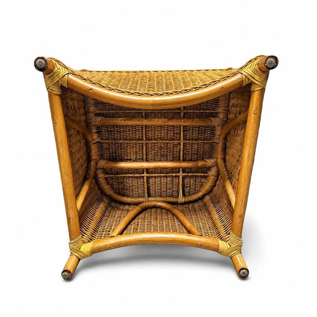 Wicker and Bamboo Patio Chairs in Alcantara, 1980s, Set of 2 For Sale - Image 4 of 16
