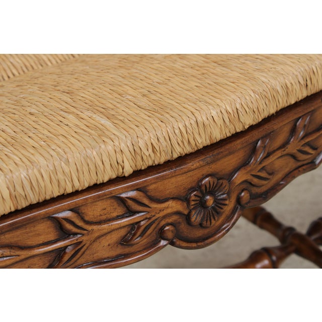 Country French Triple Back Rush Seat Settee For Sale - Image 11 of 18