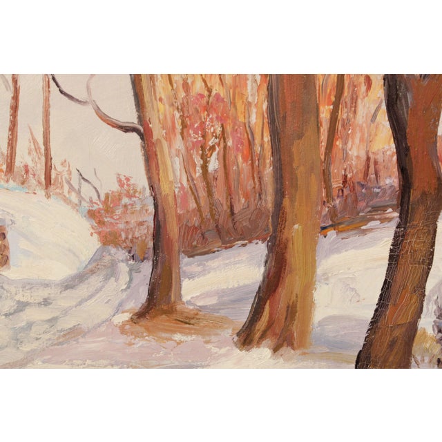 1970s 'Winter Fantasy' Landscape Original Oil Painting by Ann Yost Whitesell For Sale - Image 11 of 13