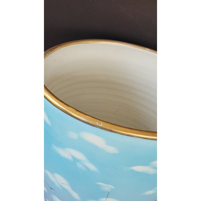 1960s Vintage Hand-Painted Ceramic Umbrella Stand / Floor Vase For Sale - Image 5 of 18