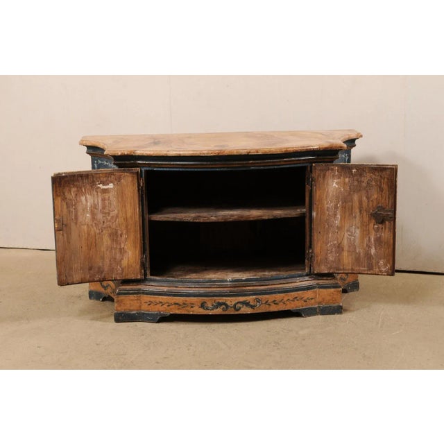 Italian 19th Century Painted Bow-Front Cabinet, Italy For Sale - Image 3 of 11