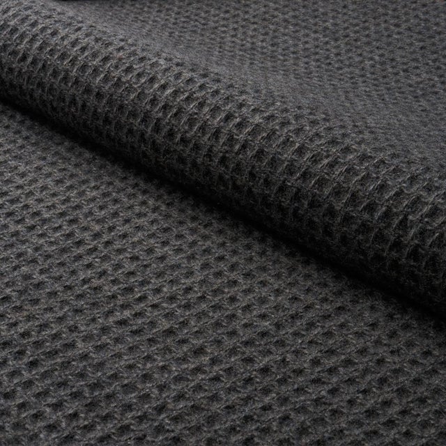 SAMPLE - Schumacher Walden Wool Texture Fabric In Charcoal For Sale