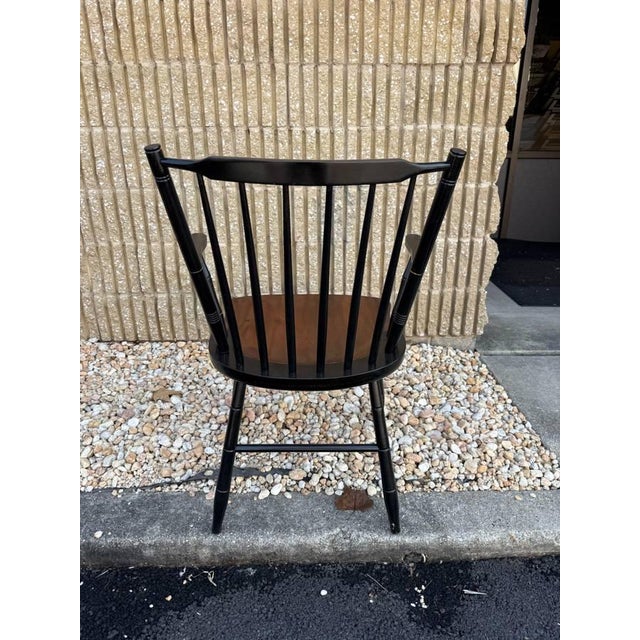 Black Late 20th Century Pair of Hitchcock Windsor Style Maple Black Ebonized Armchairs For Sale - Image 8 of 14