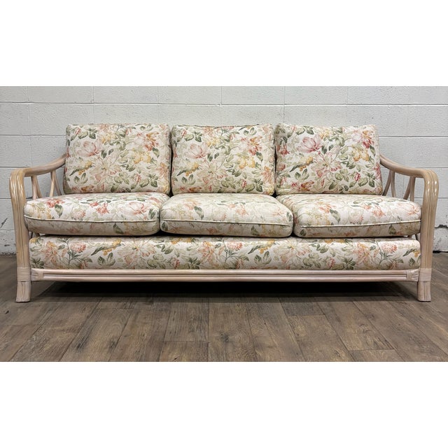 Vintage MCM Ficks Reed Style Organic Coastal Boho Style Rattan Sofa For Sale In Kansas City - Image 6 of 12
