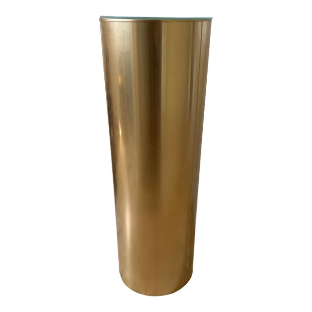 Vintage 1980s Postmodern Gold Light Up Pedestal For Sale