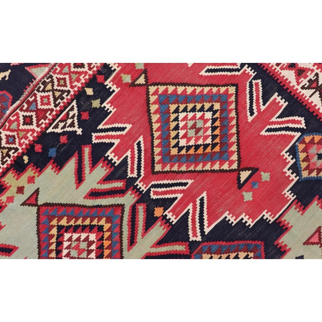 19th Century Antique Kuba Kilim Gallery Rug in With Vibrant Colors 6 X 12'8 For Sale - Image 15 of 15