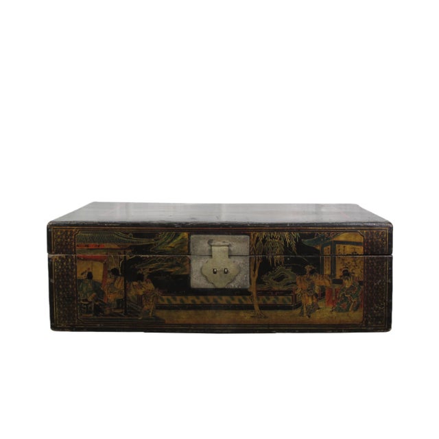 Small Hand Painted Antique Accent Trunk Table For Sale - Image 9 of 9