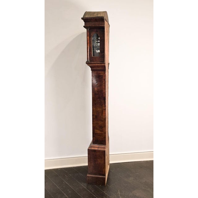 Brown Queen Anne Burl Walnut Long Case Clock by Thomas Perkins For Sale - Image 8 of 12