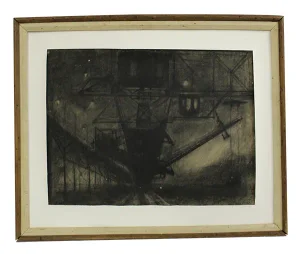 Framed Charcoal Painting by H. Turner Brooky