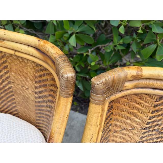 Vintage Henry Link Saint Andrews Scroll Arm Rattan Club Chairs - A Pair For Sale - Image 9 of 12