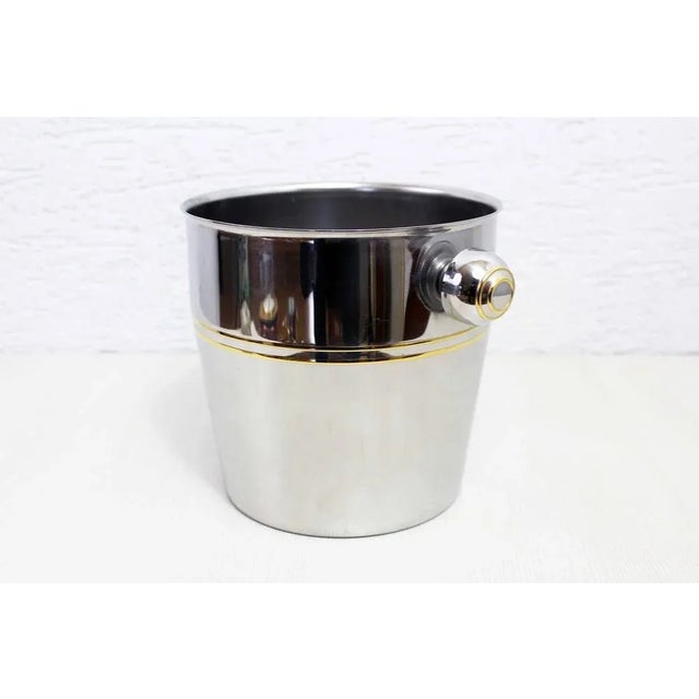 Ice Bucket in Stainless Steel and Leather from Mepra, 1980s For Sale - Image 4 of 11