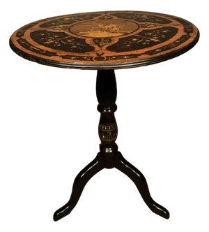 Handmade Swiss Tilt-Top Tea Table With Exotic Wood Inlay, Mother-of-Pearl & Faux Bronze Decoration, Circa 1860