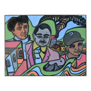 The Three Philadelphians, Large-Scale Modern Figurative Cityscape by Dick Crispo For Sale
