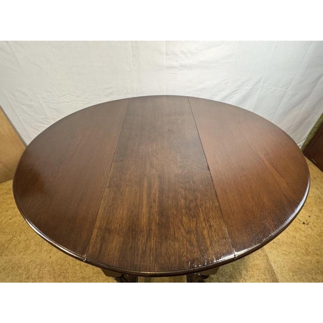 Jacobean Revival Oak Gate Leg Drop Leaf Table, 1900s For Sale - Image 9 of 12