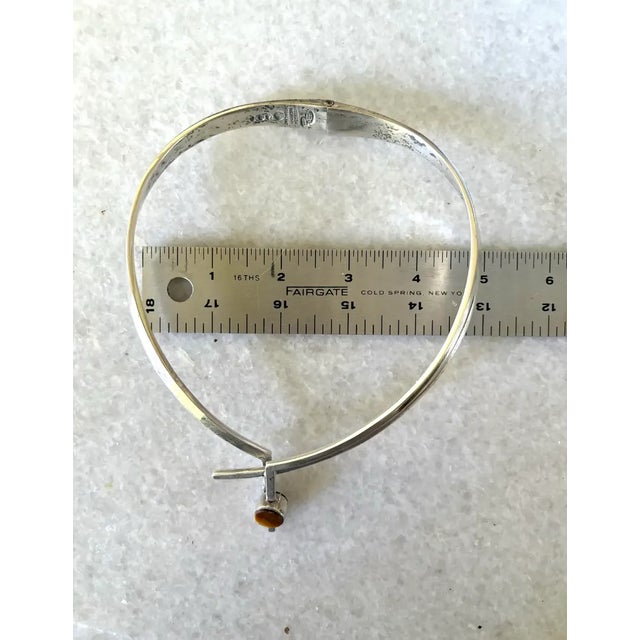 Metal Vintage Mid-Century Antonio Pineda Sigi Taxco Sterling Silver, Tiger's Eye, and Onyx Sculputural Necklace With Artist Markings For Sale - Image 7 of 8