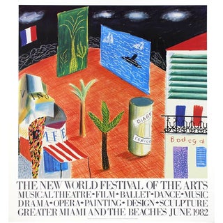 1982 Vintage David Hockney Miami Beach Arts Festival Exhibition Poster For Sale