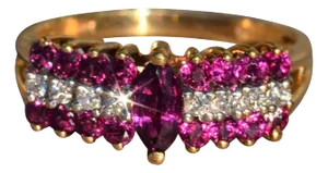 The Stradbrook: Ladies Rhodolite Garnet and Diamond Band in 14 K Gold