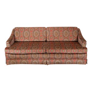 1980s Henredon Geometric Floral Paisley Print Velvet Sofa For Sale