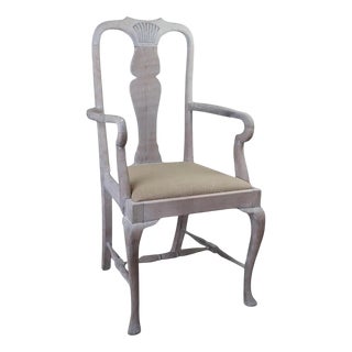Vintage Gustavian Style Armchair in Limed Oak, 1920 For Sale
