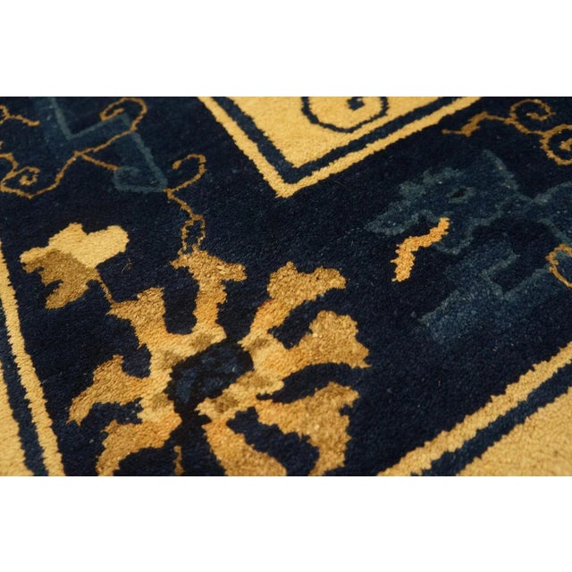 Textile 1920s Beige Geometric Antique Pair of Chinese Peking Carpets 3' X 5'10'' Knotted Wool Rugs For Sale - Image 7 of 9