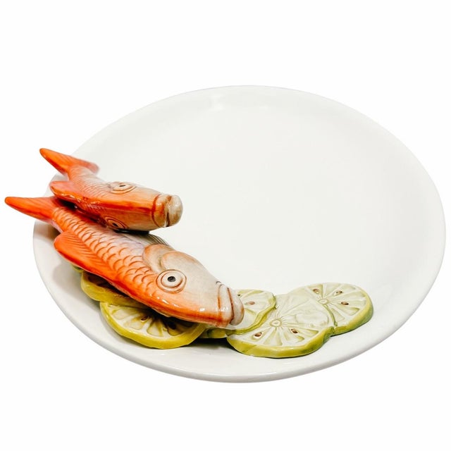 Mediterranean Italian Majolica Ceramic Fish Serving Platter by Le Ceramiche Bassano Del Grappa For Sale - Image 3 of 8