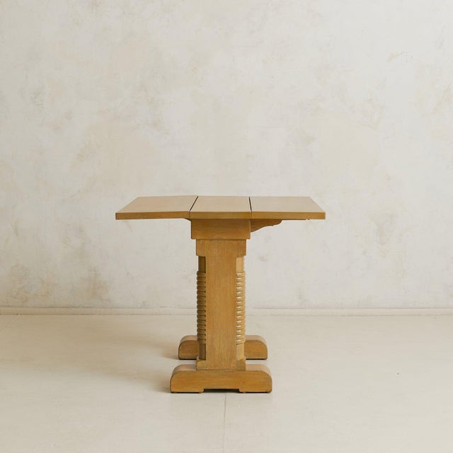 1940s French Oak Drop-Leaf Side Table in the Manner of Charles Dudouyt, 1940s For Sale - Image 5 of 11
