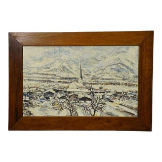 Alexander Michael Oil Painting of Bergen in Winter 1980 For Sale