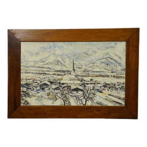 Alexander Michael Oil Painting of Bergen in Winter 1980