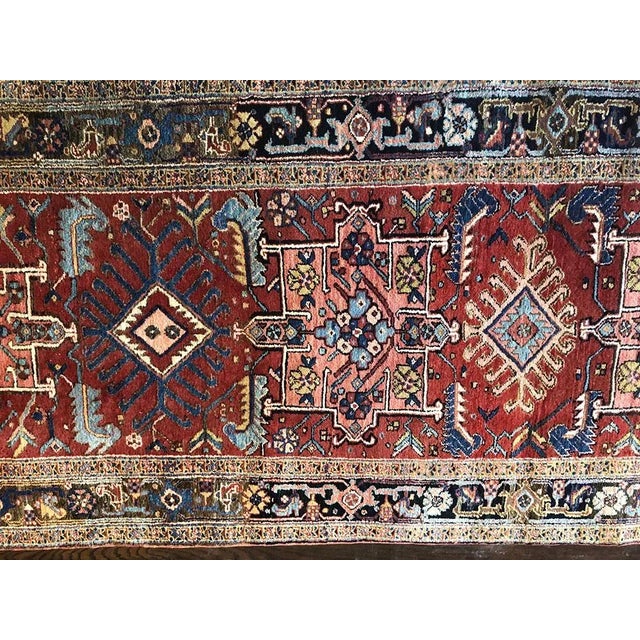 Textile An Vintage 15'' Long Persian Heriz Runner Rug For Sale - Image 7 of 11
