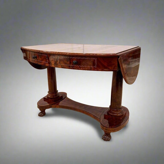 Early 19th Century Biedermeier Period Oval Library Table desk Germany For Sale - Image 17 of 18
